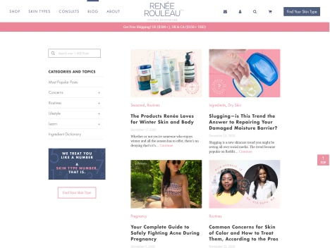 Screenshot of a quality blog in the natural skin care niche