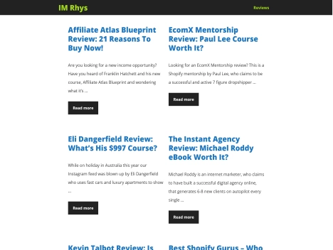 Screenshot of a quality blog in the internet marketing niche