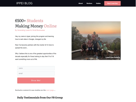 Screenshot of a quality blog in the earn money online niche