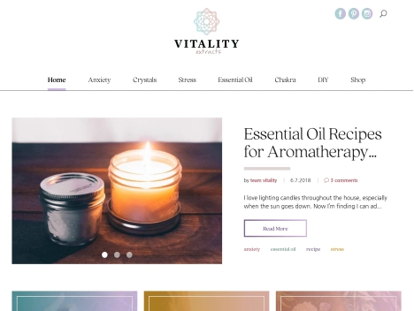 Screenshot of a quality blog in the aromatherapy niche