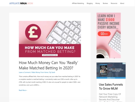 Screenshot of a quality blog in the affiliate links niche