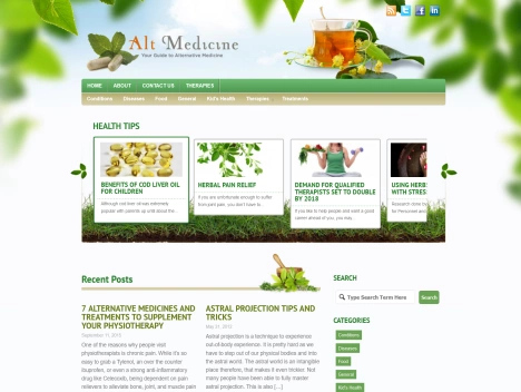Screenshot of a quality blog in the herbal teas niche