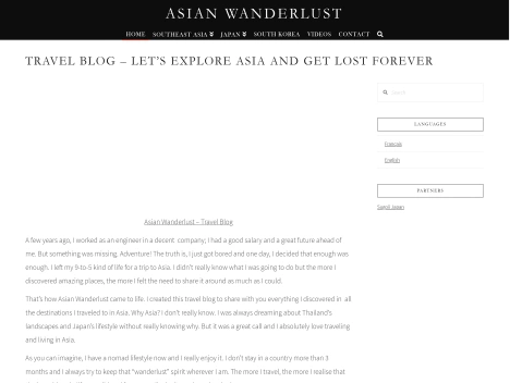 Screenshot of a quality blog in the asian girls niche