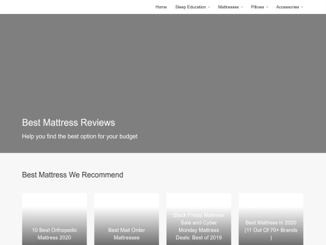 Screenshot of a quality blog in the mattress shopping niche
