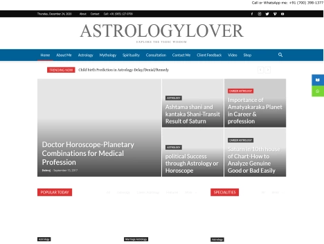 Screenshot of a quality blog in the astrology niche