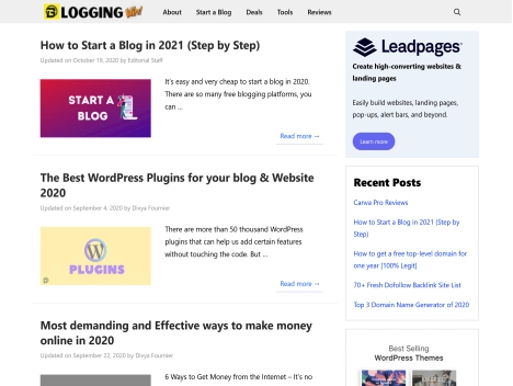 Screenshot of a quality blog in the simple steps niche