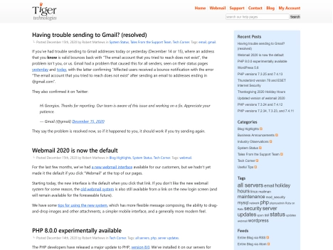 Screenshot of a quality blog in the web development niche