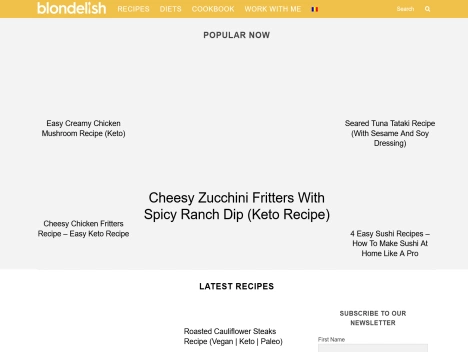 Screenshot of a quality blog in the keto pancakes niche