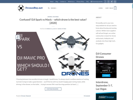 Screenshot of a quality blog in the drone tornados niche