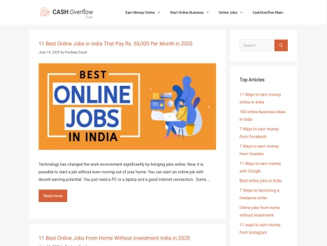 Screenshot of a quality blog in the job search niche