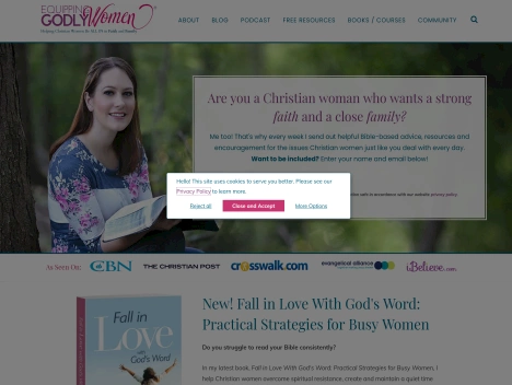 Screenshot of a quality blog in the bible study niche