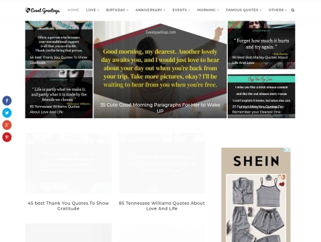 Screenshot of a quality blog in the wedding dresses niche
