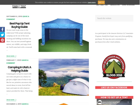 Screenshot of a quality blog in the crib tents niche