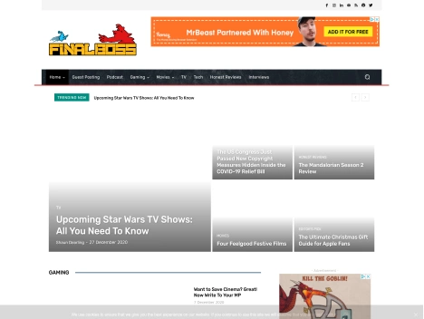 Screenshot of a quality blog in the star trek niche