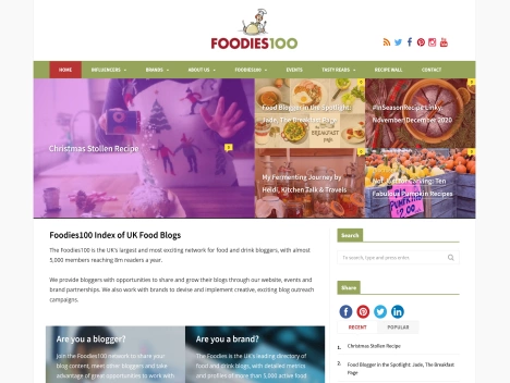 Screenshot of a quality blog in the healthy food niche