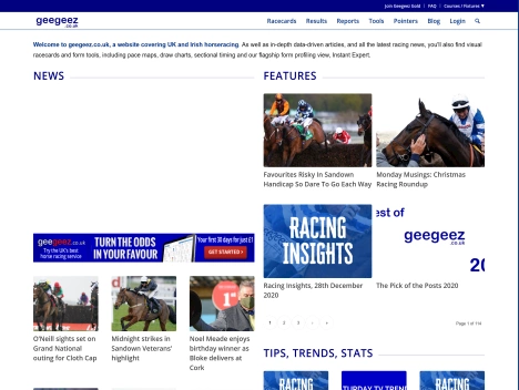 Screenshot of a quality blog in the horse racing niche