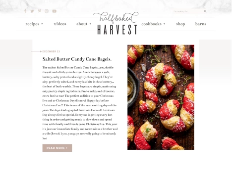 Screenshot of a quality blog in the food recipes niche