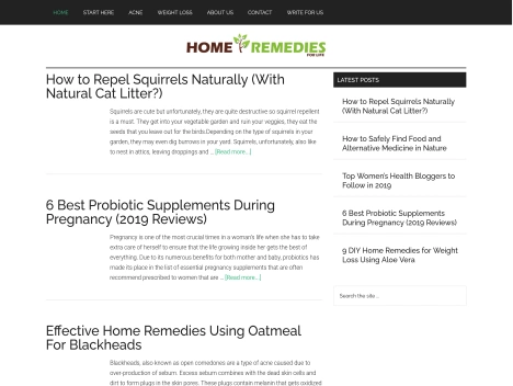 Screenshot of a quality blog in the natural remedies niche