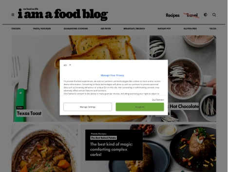 Screenshot of a quality blog in the holiday recipes niche