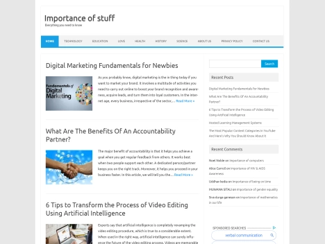 Screenshot of a quality blog in the artificial intelligence niche
