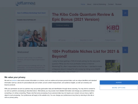 Screenshot of a quality blog in the affiliate sales niche