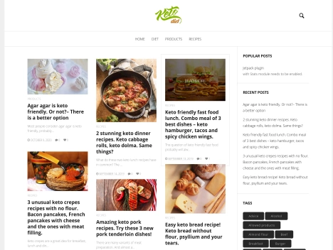 Screenshot of a quality blog in the clean eating niche