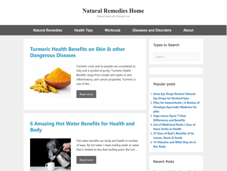 Screenshot of a quality blog in the herbal remedies niche