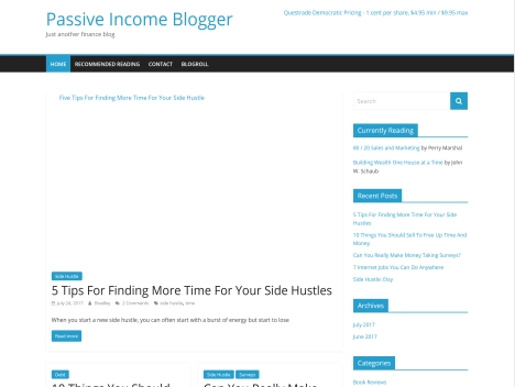 Screenshot of a quality blog in the side hustles niche
