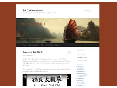Screenshot of a quality blog in the tai chi niche