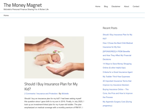 Screenshot of a quality blog in the magnet lamps niche