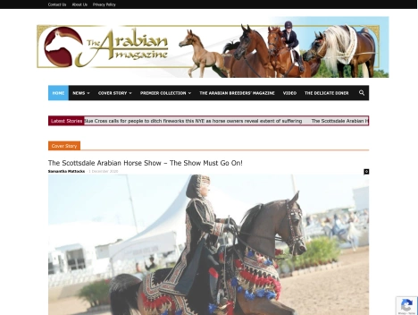 Screenshot of a quality blog in the horse riding niche