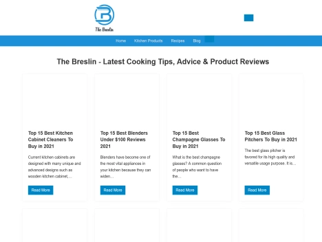 Screenshot of a quality blog in the cookware niche
