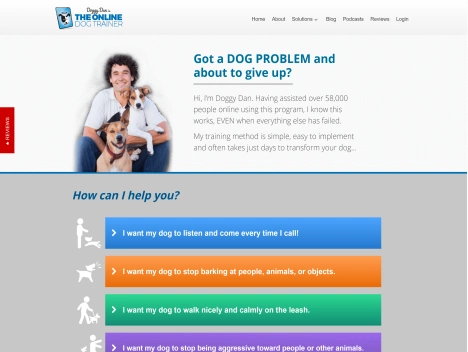 Screenshot of a quality blog in the dog health niche