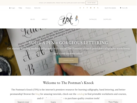 Screenshot of a quality blog in the calligraphy supplies niche