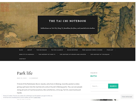Screenshot of a quality blog in the tai chi niche