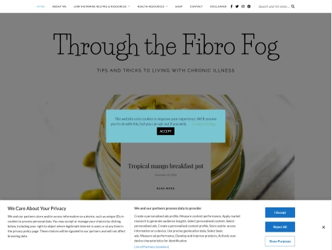 Screenshot of a quality blog in the chronic illness niche