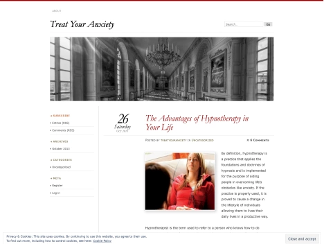 Screenshot of a quality blog in the hypnotherapy niche