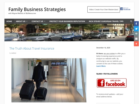 Screenshot of a quality blog in the travel insurance niche