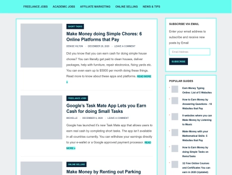 Screenshot of a quality blog in the second income niche
