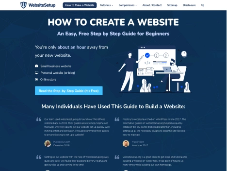Screenshot of a quality blog in the landing pages niche
